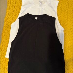 Velocity Black and White Sleeveless Tops